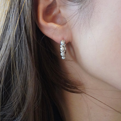 Blue Gray Baby Pearl Hoop Pierce