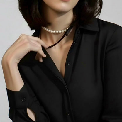 Baroque Pearl Ribbon Choker