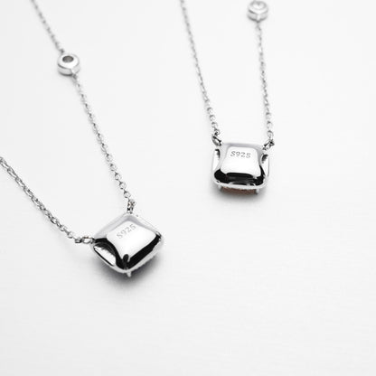 Cushion Cut Gemstone Halo Necklacei
