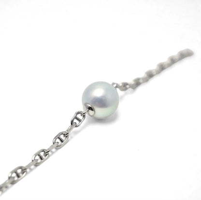 Blue Gray Pearl Chain Bracelet