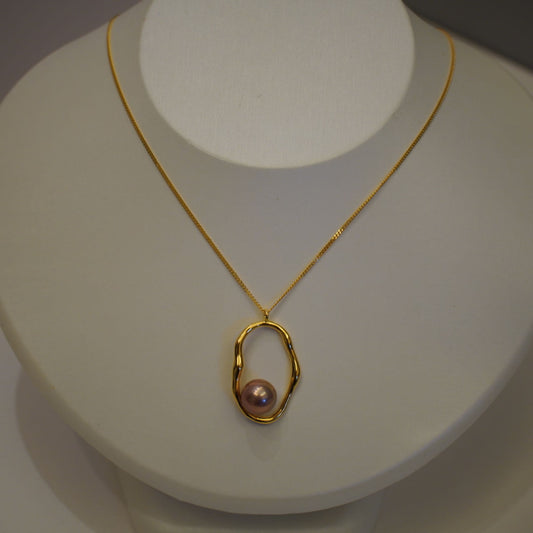 Purple Pearl Gold Chain Necklace