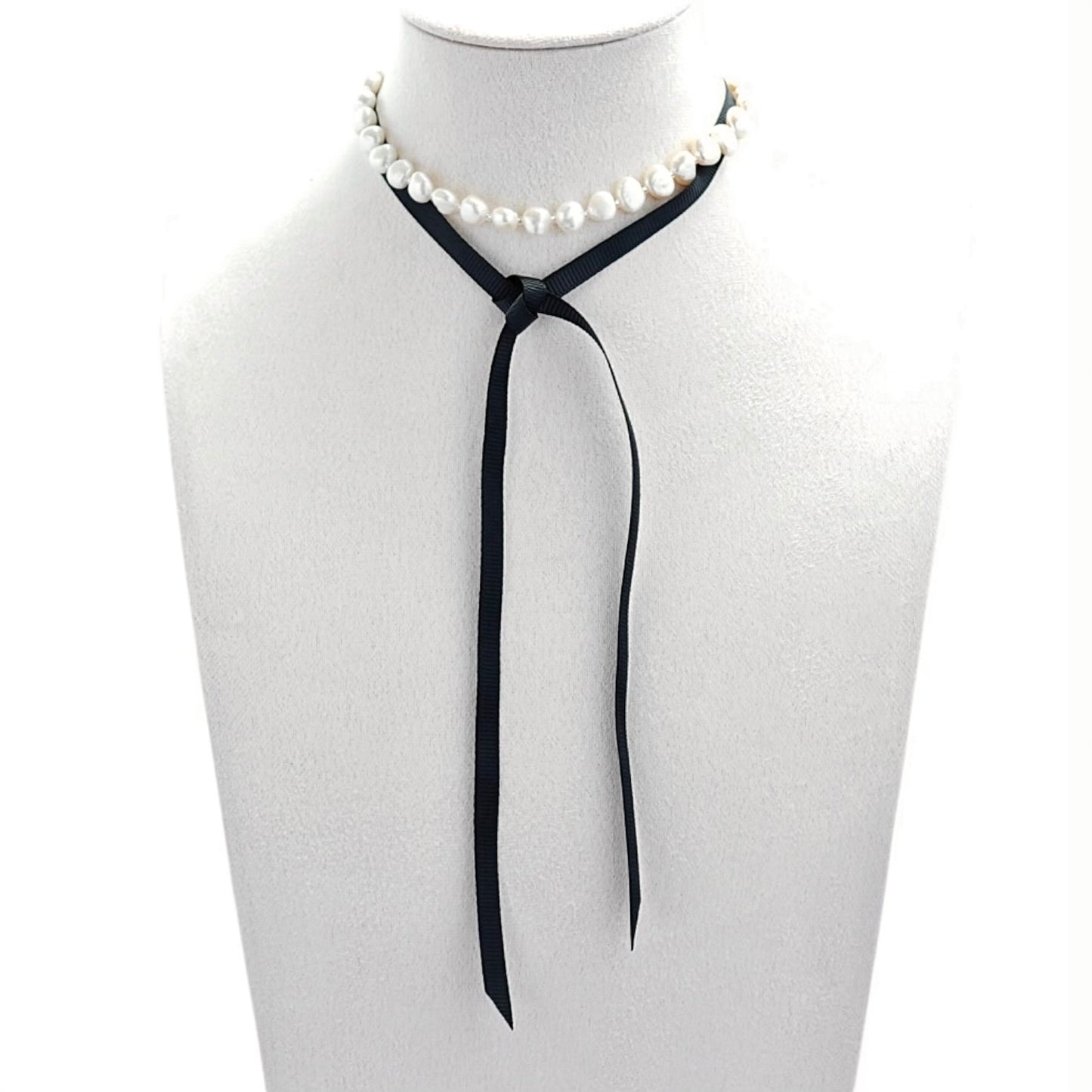 Baroque Pearl Ribbon Choker