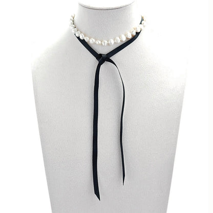 Baroque Pearl Ribbon Choker