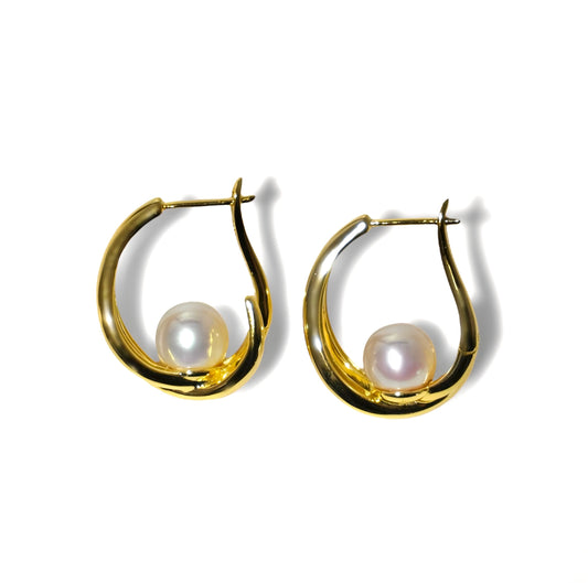 Pearl Double Hoop Pierce