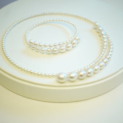 Pearl Choker Necklace and Bracelet