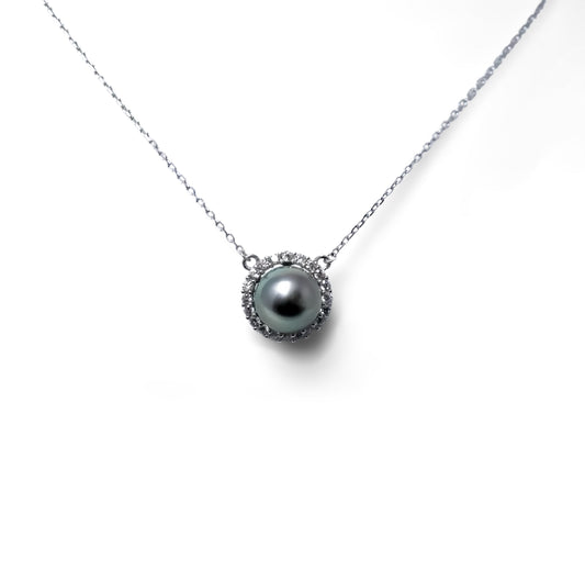 Tahitian Pearl Halo Design Pendant