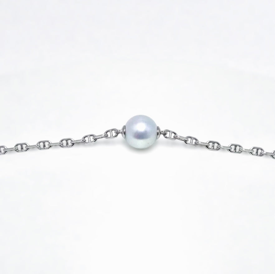 Blue Gray Pearl Chain Bracelet