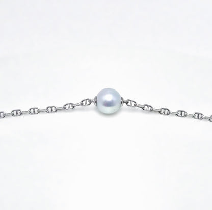 Blue Gray Pearl Chain Bracelet