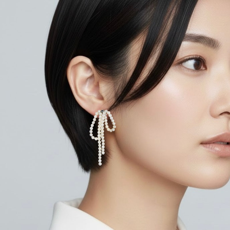 Pearl Ribbon Dangle Pierce