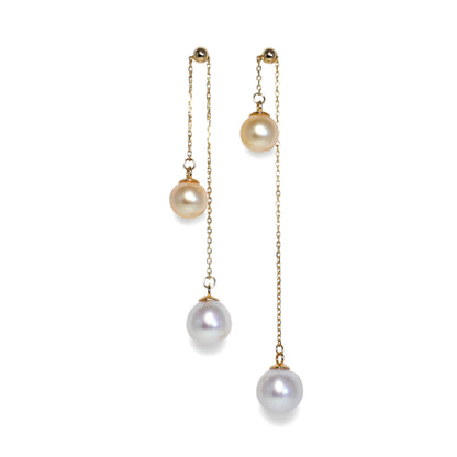 Double pearl Chain pierce