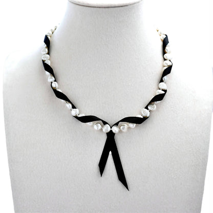 Baroque Pearl Ribbon Choker