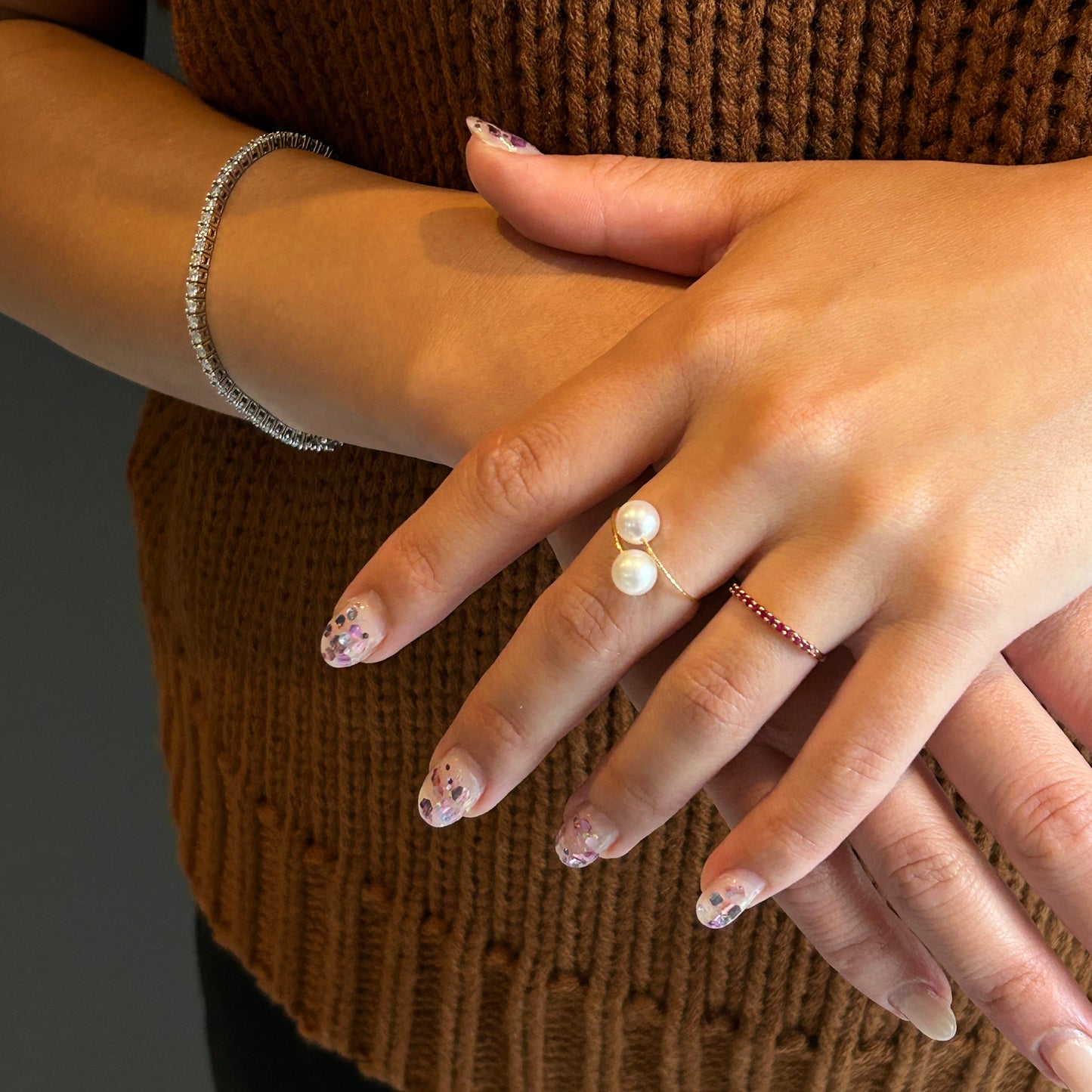 Double Pearl Gold Ring