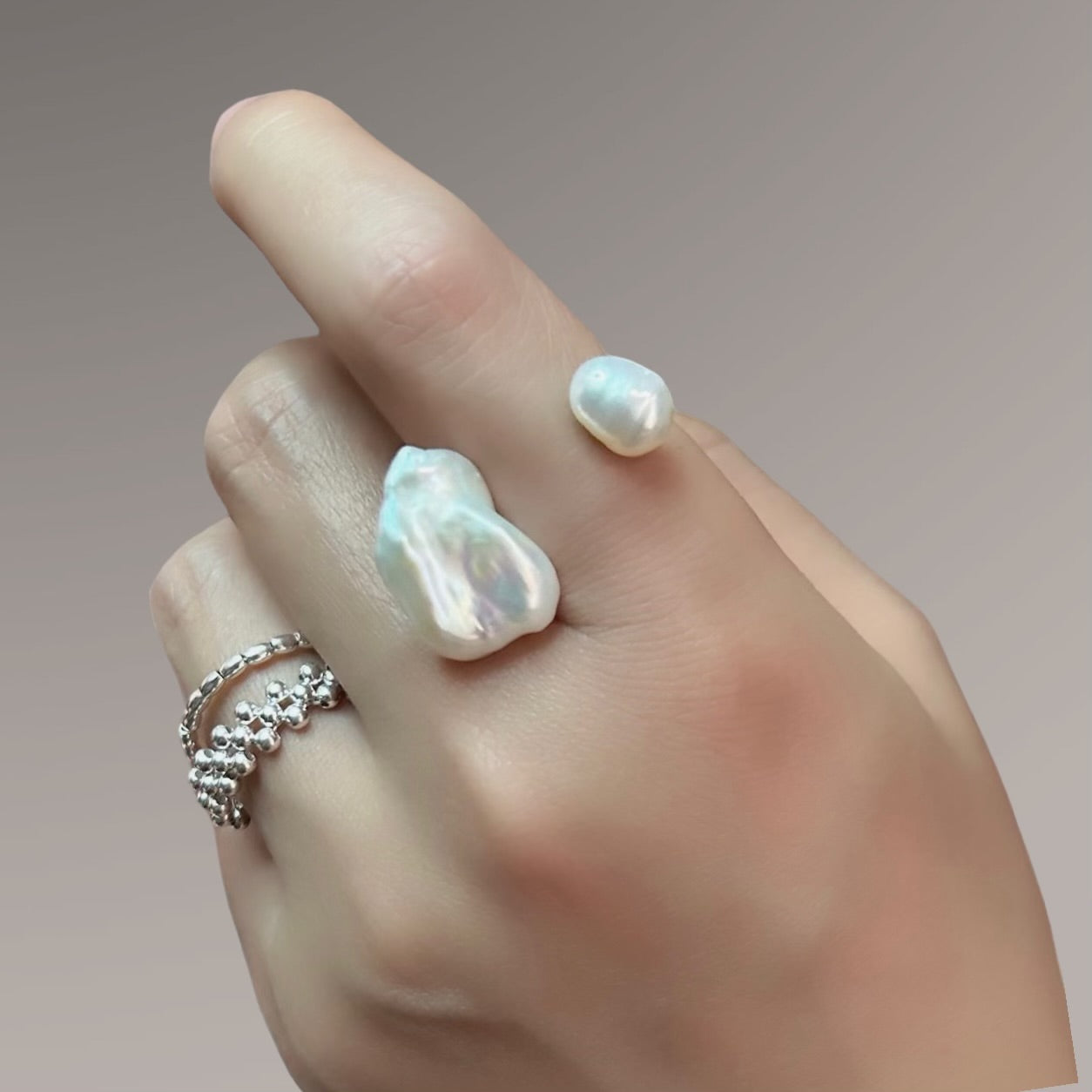 Double Baroque Pearl Ring