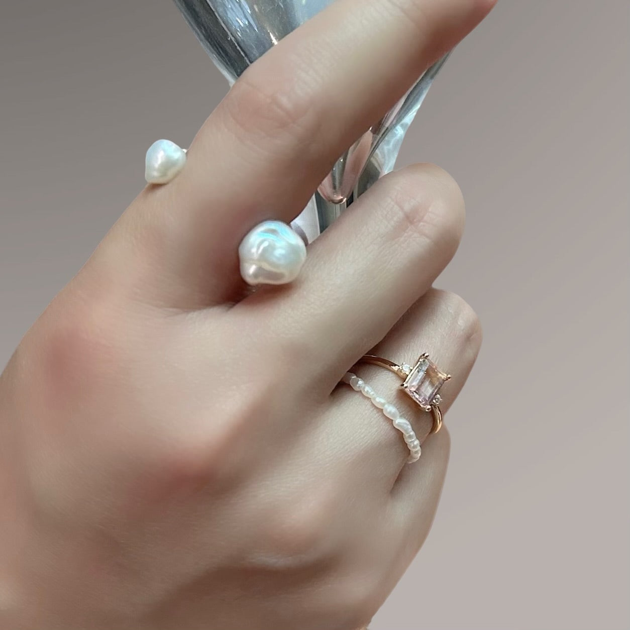 Double Baroque Pearl Ring