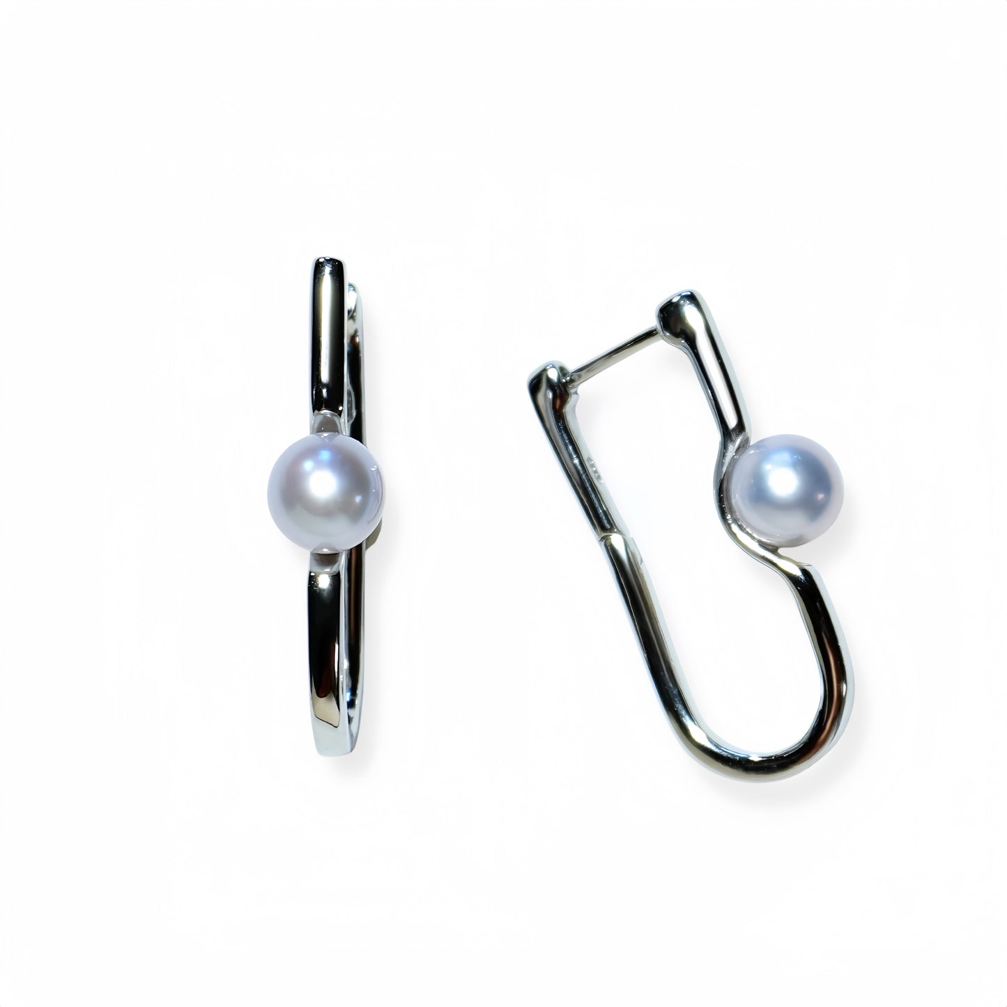 Gray Pearl Line Hoop Pierce