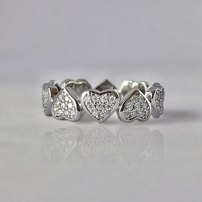 Pave Moissanite Full Heart  Ring