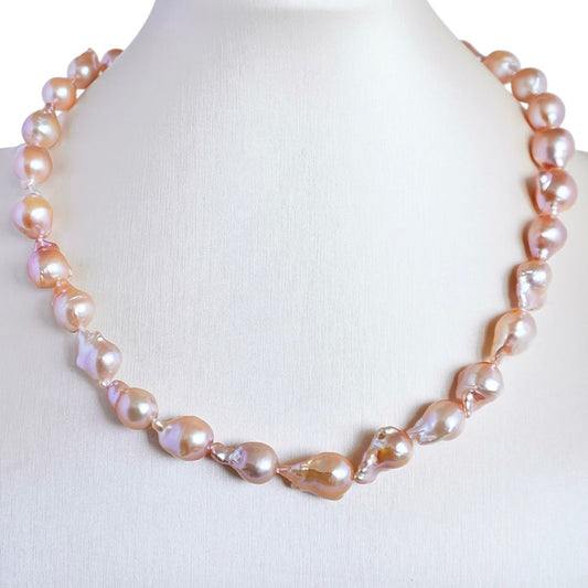 Orange Pink Baroque Pearl Necklace