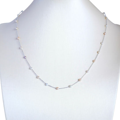 Color Baby Pearl Station Necklace & Bracelet